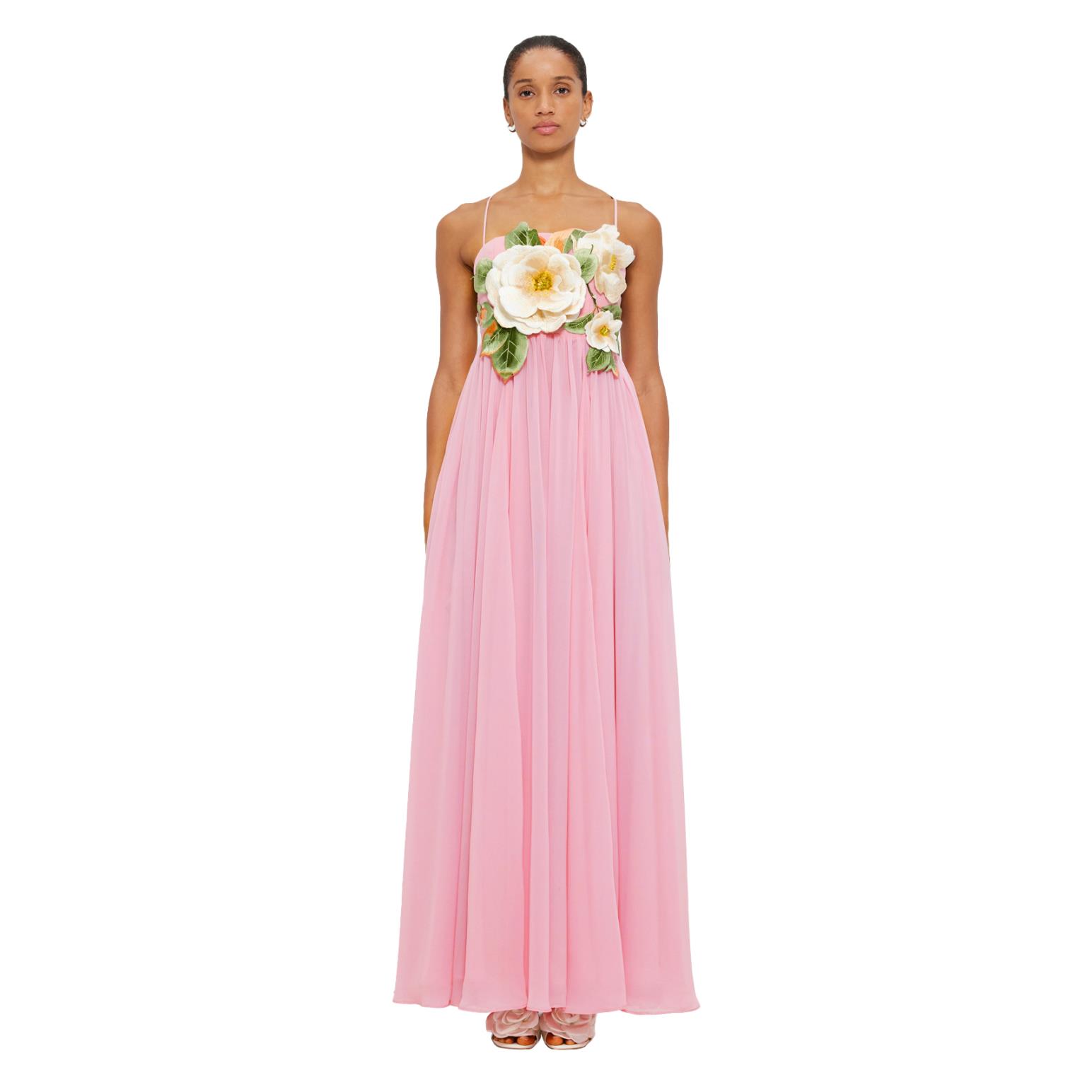 LEO LIN Agnes Appliqué Floral Maxi Dress